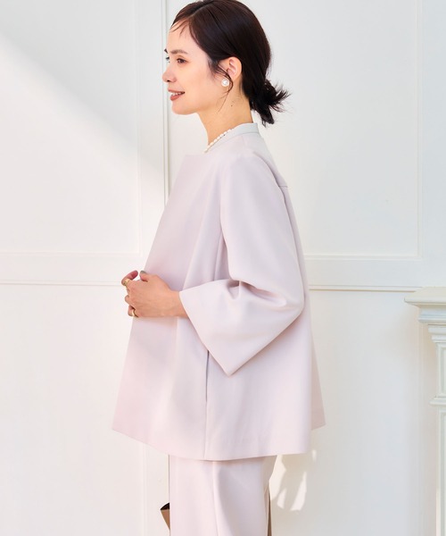 CROSS FUNCTION（クロスファンクション）の「《洗える・シワになりにくい》2点セット 正解 Aラインフレアジャケット&ワイドパンツ　5サイズ展開【CROSS FUNCTION/クロスファンクション】（スーツセット・レディース・ネイビー/ブラック/ライトベージュ・7号/9号/11号/13号/15号）」の6枚目の写真