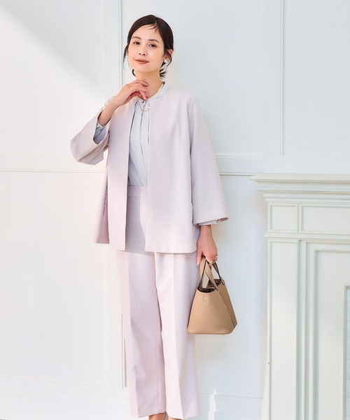 CROSS FUNCTION（クロスファンクション）の「《洗える・シワになりにくい》2点セット 正解 Aラインフレアジャケット&ワイドパンツ　5サイズ展開【CROSS FUNCTION/クロスファンクション】（スーツセット・レディース・ネイビー/ブラック/ライトベージュ・7号/9号/11号/13号/15号）」の7枚目の写真