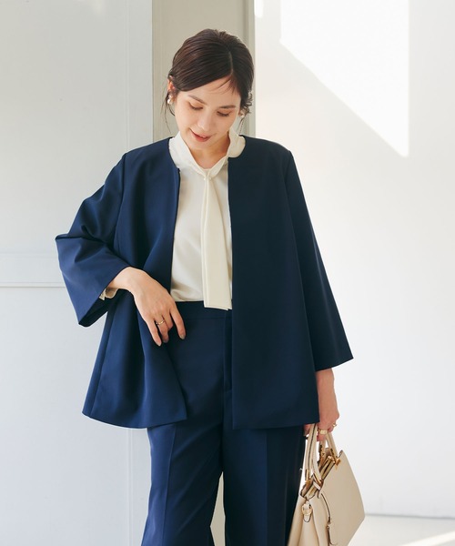 CROSS FUNCTION（クロスファンクション）の「《洗える・シワになりにくい》2点セット 正解 Aラインフレアジャケット&ワイドパンツ　5サイズ展開【CROSS FUNCTION/クロスファンクション】（スーツセット・レディース・ネイビー/ブラック/ライトベージュ・7号/9号/11号/13号/15号）」の16枚目の写真