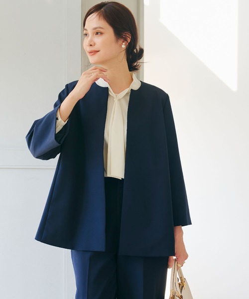 CROSS FUNCTION（クロスファンクション）の「《洗える・シワになりにくい》2点セット 正解 Aラインフレアジャケット&ワイドパンツ　5サイズ展開【CROSS FUNCTION/クロスファンクション】（スーツセット・レディース・ネイビー/ブラック/ライトベージュ・7号/9号/11号/13号/15号）」の17枚目の写真