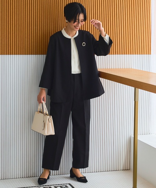 CROSS FUNCTION（クロスファンクション）の「《洗える・シワになりにくい》2点セット 正解 Aラインフレアジャケット&ワイドパンツ　5サイズ展開【CROSS FUNCTION/クロスファンクション】（スーツセット・レディース・ネイビー/ブラック/ライトベージュ・7号/9号/11号/13号/15号）」の18枚目の写真