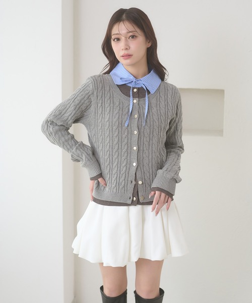ゆゆさまへ⭐️新品未使用⭐️アプワイザーリッシェ　ハンドメイドニットカーディガン セール】Attached collar fake layered knit cardigan / ツケエリツキ