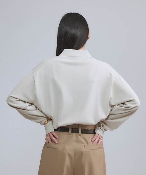 Chaos（カオス）の「Chaos(カオス)/エレルニットシャツカーディガン（カーディガン/ボレロ・レディース・アイボリー/ネイビー・FREE）」の8枚目の写真