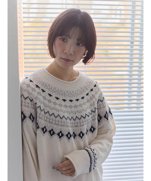 Samansa Mos2 blue（サマンサモスモスブルー）の「求心ラメモールニットプルオーバー（ニット/セーター・レディース・ネイビー/ベージュ/グレー/チャコールグレー/オフホワイト・F）」の2枚目の写真