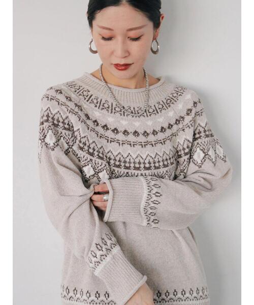 Samansa Mos2 blue（サマンサモスモスブルー）の「求心ラメモールニットプルオーバー（ニット/セーター・レディース・ネイビー/ベージュ/グレー/チャコールグレー/オフホワイト・F）」の14枚目の写真