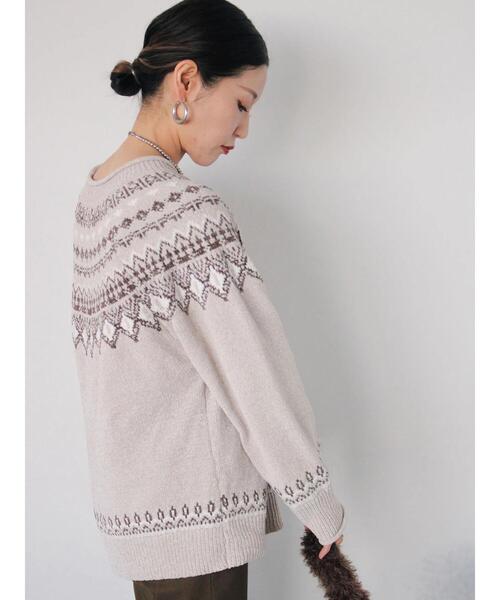 Samansa Mos2 blue（サマンサモスモスブルー）の「求心ラメモールニットプルオーバー（ニット/セーター・レディース・ネイビー/ベージュ/グレー/チャコールグレー/オフホワイト・F）」の16枚目の写真