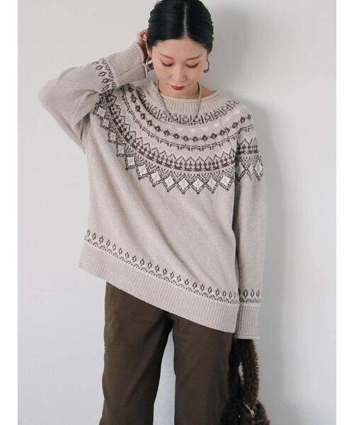 Samansa Mos2 blue（サマンサモスモスブルー）の「求心ラメモールニットプルオーバー（ニット/セーター・レディース・ネイビー/ベージュ/グレー/チャコールグレー/オフホワイト・F）」の18枚目の写真