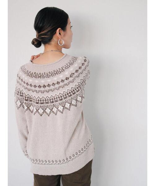 Samansa Mos2 blue（サマンサモスモスブルー）の「求心ラメモールニットプルオーバー（ニット/セーター・レディース・ネイビー/ベージュ/グレー/チャコールグレー/オフホワイト・F）」の19枚目の写真