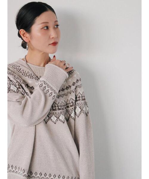 Samansa Mos2 blue（サマンサモスモスブルー）の「求心ラメモールニットプルオーバー（ニット/セーター・レディース・ネイビー/ベージュ/グレー/チャコールグレー/オフホワイト・F）」の20枚目の写真