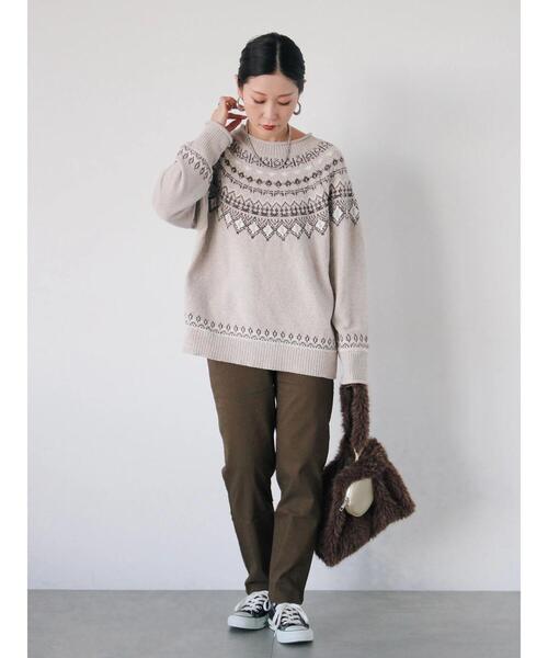 Samansa Mos2 blue（サマンサモスモスブルー）の「求心ラメモールニットプルオーバー（ニット/セーター・レディース・ネイビー/ベージュ/グレー/チャコールグレー/オフホワイト・F）」の21枚目の写真