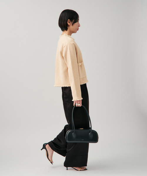 VERMEIL par iena(ヴェルメイユパーイエナ)の「TWEED KNITジャケット カーディガン(カーディガン/ボレロ・レディース・ベージュ/ブラック・FREE)」の12枚目の写真
