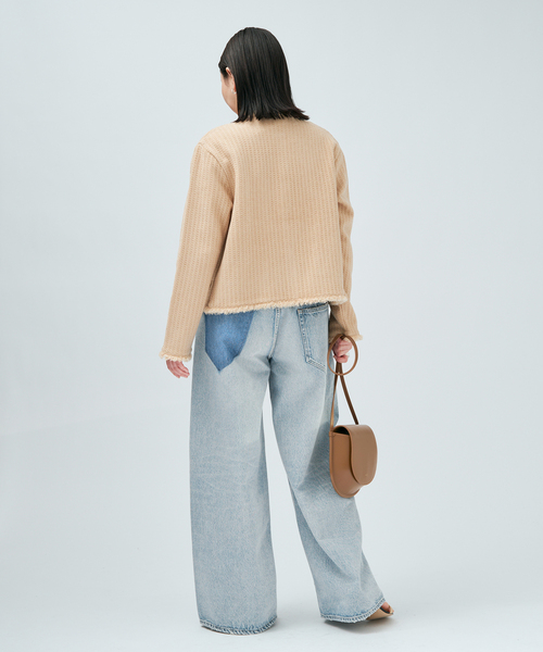 VERMEIL par iena(ヴェルメイユパーイエナ)の「TWEED KNITジャケット カーディガン(カーディガン/ボレロ・レディース・ベージュ/ブラック・FREE)」の14枚目の写真