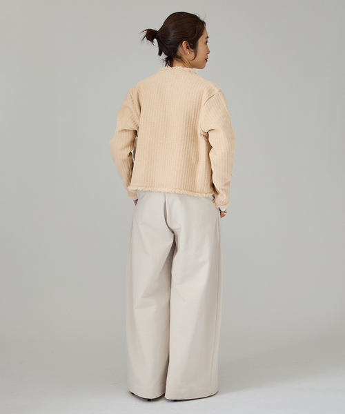 VERMEIL par iena(ヴェルメイユパーイエナ)の「TWEED KNITジャケット カーディガン(カーディガン/ボレロ・レディース・ベージュ/ブラック・FREE)」の17枚目の写真