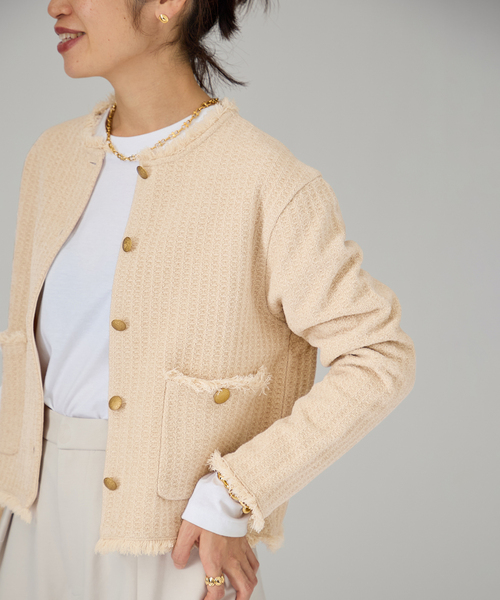 TWEED KNITジャケット カーディガン（カーディガン/ボレロ）｜VERMEIL
