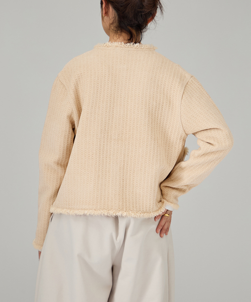 VERMEIL par iena(ヴェルメイユパーイエナ)の「TWEED KNITジャケット カーディガン(カーディガン/ボレロ・レディース・ベージュ/ブラック・FREE)」の19枚目の写真