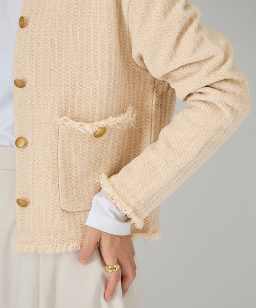 TWEED KNITジャケット カーディガン（カーディガン/ボレロ）｜VERMEIL