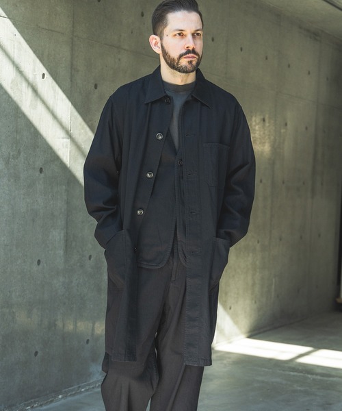 MR.OLIVE(ミスターオリーブ)の「RINSE WASH 6oz SUPER LIGHT DENIM / UTILLITY COAT /M261105(ステンカラーコート・メンズ・ブラック/インディゴブルー・MEDIUM/LARGE)」の5枚目の写真