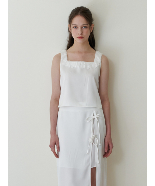 KINDABABY(カインダベイビー)の「classic lace satin top - white(Tシャツ/カットソー・レディース・ホワイト・FREE)」の3枚目の写真