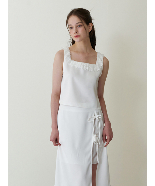 KINDABABY(カインダベイビー)の「classic lace satin top - white(Tシャツ/カットソー・レディース・ホワイト・FREE)」の4枚目の写真