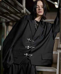 ERAR（エラー）の「【ERAR】【セットアップ対応】ファイヤーマンストラップダメージデザインショート丈テーラードジャケット（テーラードジャケット）」