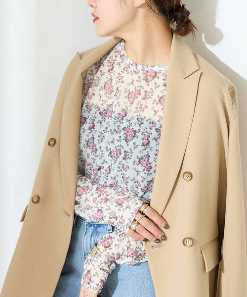 JOURNAL STANDARD（ジャーナルスタンダード）の「シアーフラワーカットソー（Tシャツ/カットソー・レディース・ピンク/ブルー・FREE）」の2枚目の写真