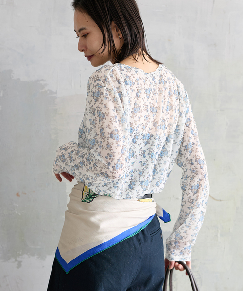 JOURNAL STANDARD（ジャーナルスタンダード）の「シアーフラワーカットソー（Tシャツ/カットソー・レディース・ピンク/ブルー・FREE）」の8枚目の写真