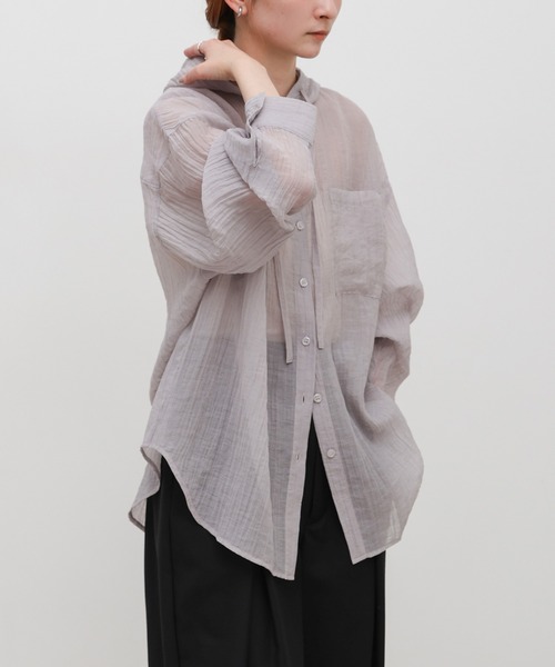 select MOCA（セレクトモカ）の「【ZOZO限定】フード付き楊柳シアーオーバーサイズシャツ（シャツ/ブラウス・レディース・オフホワイト/ブラック/グレイッシュベージュ・FREE）」の10枚目の写真