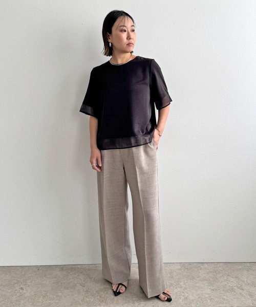 LHELBIE(レルビエ)の「シアーブラウスT(Tシャツ/カットソー・レディース・オフホワイト/ブラウン/ブラック・M)」の19枚目の写真