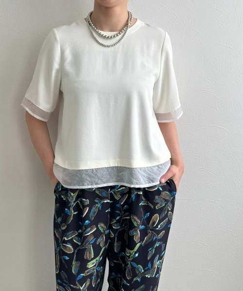 LHELBIE(レルビエ)の「シアーブラウスT(Tシャツ/カットソー・レディース・オフホワイト/ブラウン/ブラック・M)」の22枚目の写真
