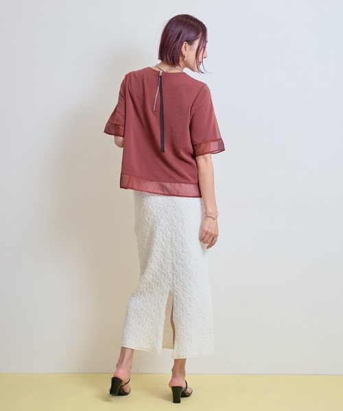 LHELBIE(レルビエ)の「シアーブラウスT(Tシャツ/カットソー・レディース・オフホワイト/ブラウン/ブラック・M)」の15枚目の写真