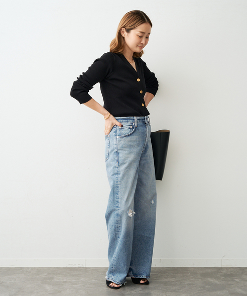 Deuxieme Classe(ドゥーズィエムクラス)の「*DINER RIB Vネックカーディガン(カーディガン/ボレロ・レディース・ダークグリーン/ベージュ/ブラック・FREE)」の12枚目の写真