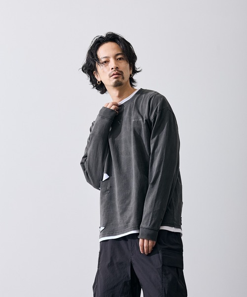 improves(インプローブス)の「フィーチャーロゴ 長袖 グランジ Tシャツ(Tシャツ/カットソー・メンズ・ブラウン/ブラック・X-LARGE/LARGE/MEDIUM/SMALL)」の3枚目の写真