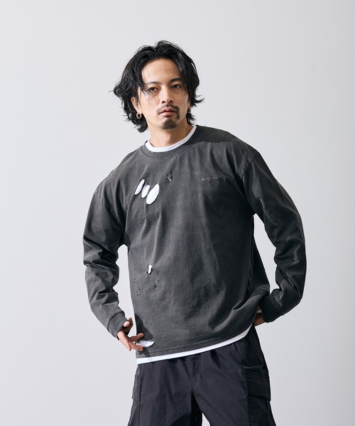 improves(インプローブス)の「フィーチャーロゴ 長袖 グランジ Tシャツ(Tシャツ/カットソー・メンズ・ブラウン/ブラック・X-LARGE/LARGE/MEDIUM/SMALL)」の5枚目の写真