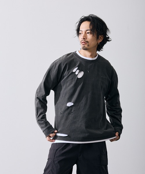 improves(インプローブス)の「フィーチャーロゴ 長袖 グランジ Tシャツ(Tシャツ/カットソー・メンズ・ブラウン/ブラック・X-LARGE/LARGE/MEDIUM/SMALL)」の6枚目の写真
