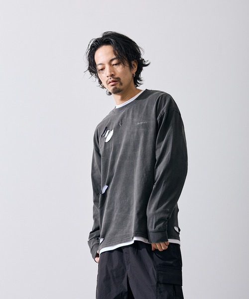 improves(インプローブス)の「フィーチャーロゴ 長袖 グランジ Tシャツ(Tシャツ/カットソー・メンズ・ブラウン/ブラック・X-LARGE/LARGE/MEDIUM/SMALL)」の7枚目の写真