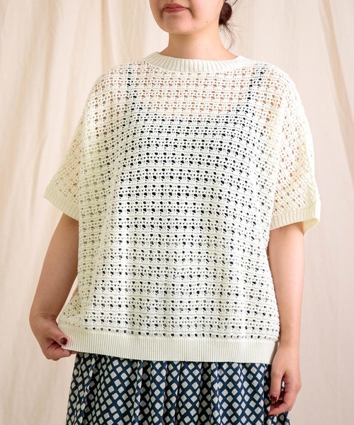 Brocante（ブロカント）の「[Brocante / ブロカント] コットンニット ダンテルプルオーバー（ニット/セーター・レディース・アイボリー/ブラウン/ミント/ブラック・2）」の2枚目の写真