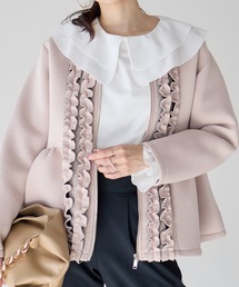 Neige（ネージュ）の「フロントフリルペプラムジャケット（ノーカラージャケット）」