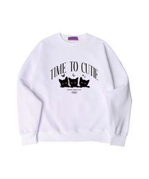 N/H TIME TO CUTIE オーバーサイズ 裏起毛 スウェット_ホワイト (SOM4-4NH1215)