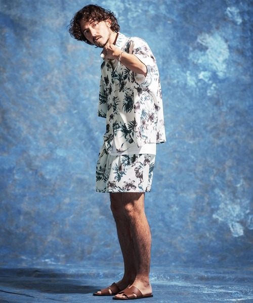 Jih Nunc（ジーヌンク）の「mhs2529-フラワー総柄プリントオーバーサイズシャツ(JIH-R1172)（シャツ/ブラウス・メンズ・ホワイト/ネイビー/ライトベージュ・S/M/L）」の6枚目の写真