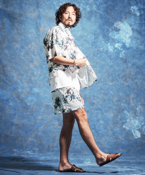 Jih Nunc（ジーヌンク）の「mhs2529-フラワー総柄プリントオーバーサイズシャツ(JIH-R1172)（シャツ/ブラウス・メンズ・ホワイト/ネイビー/ライトベージュ・S/M/L）」の7枚目の写真