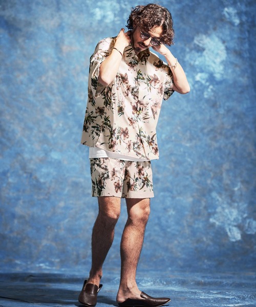 Jih Nunc（ジーヌンク）の「mhs2529-フラワー総柄プリントオーバーサイズシャツ(JIH-R1172)（シャツ/ブラウス・メンズ・ホワイト/ネイビー/ライトベージュ・S/M/L）」の15枚目の写真