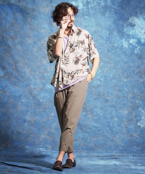 Jih Nunc（ジーヌンク）の「mhs2529-フラワー総柄プリントオーバーサイズシャツ(JIH-R1172)（シャツ/ブラウス・メンズ・ホワイト/ネイビー/ライトベージュ・S/M/L）」の16枚目の写真