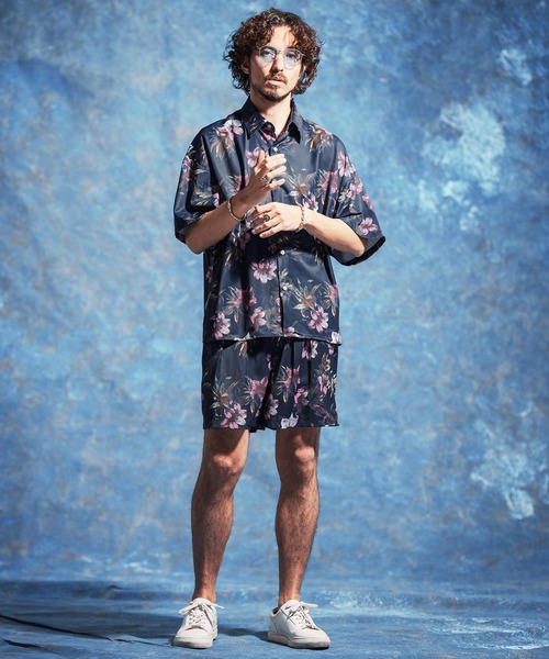 Jih Nunc（ジーヌンク）の「mhs2529-フラワー総柄プリントオーバーサイズシャツ(JIH-R1172)（シャツ/ブラウス・メンズ・ホワイト/ネイビー/ライトベージュ・S/M/L）」の22枚目の写真