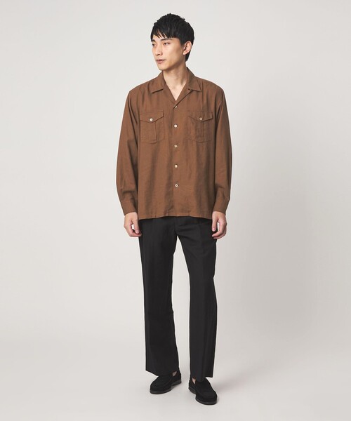 green label relaxing(グリーンレーベルリラクシング)の「レーヨン リネン フラップポケット オープンカラー シャツ(シャツ/ブラウス・メンズ・ダークブラウン/ホワイト/ブラック・XL/L/M/S)」の18枚目の写真