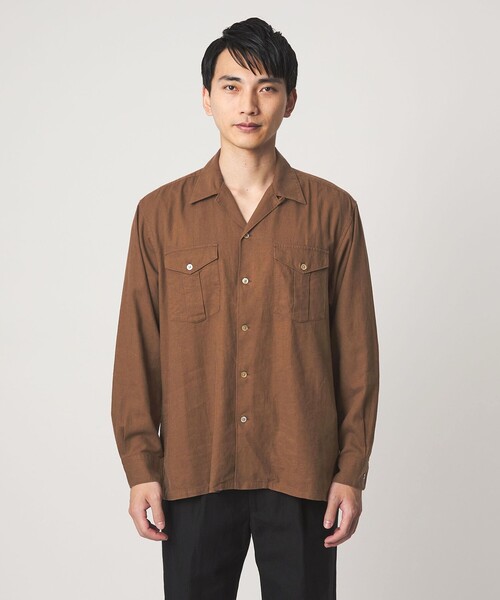 green label relaxing(グリーンレーベルリラクシング)の「レーヨン リネン フラップポケット オープンカラー シャツ(シャツ/ブラウス・メンズ・ダークブラウン/ホワイト/ブラック・XL/L/M/S)」の21枚目の写真