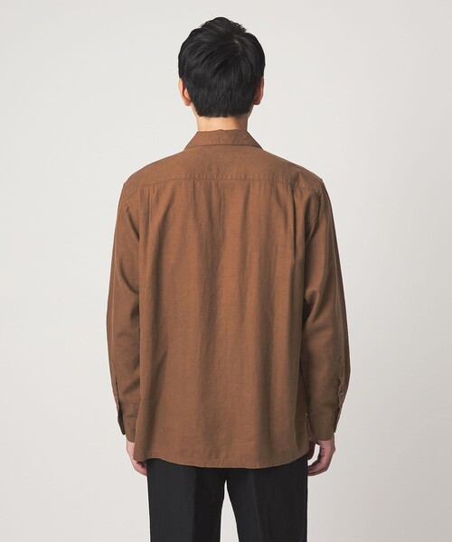 green label relaxing(グリーンレーベルリラクシング)の「レーヨン リネン フラップポケット オープンカラー シャツ(シャツ/ブラウス・メンズ・ダークブラウン/ホワイト/ブラック・XL/L/M/S)」の4枚目の写真
