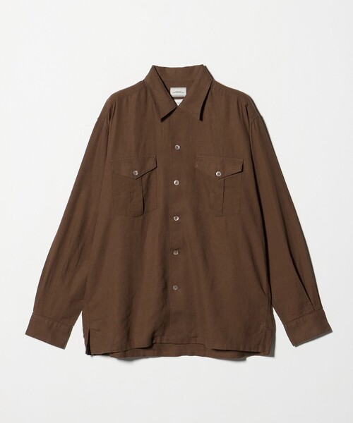 green label relaxing(グリーンレーベルリラクシング)の「レーヨン リネン フラップポケット オープンカラー シャツ(シャツ/ブラウス・メンズ・ダークブラウン/ホワイト/ブラック・XL/L/M/S)」の11枚目の写真