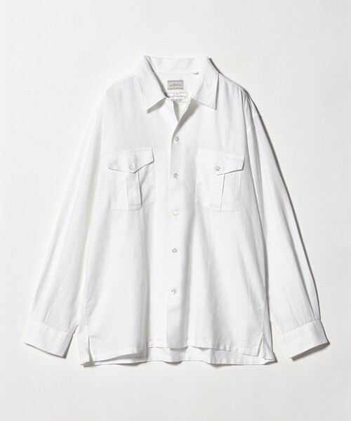 green label relaxing(グリーンレーベルリラクシング)の「レーヨン リネン フラップポケット オープンカラー シャツ(シャツ/ブラウス・メンズ・ダークブラウン/ホワイト/ブラック・XL/L/M/S)」の8枚目の写真