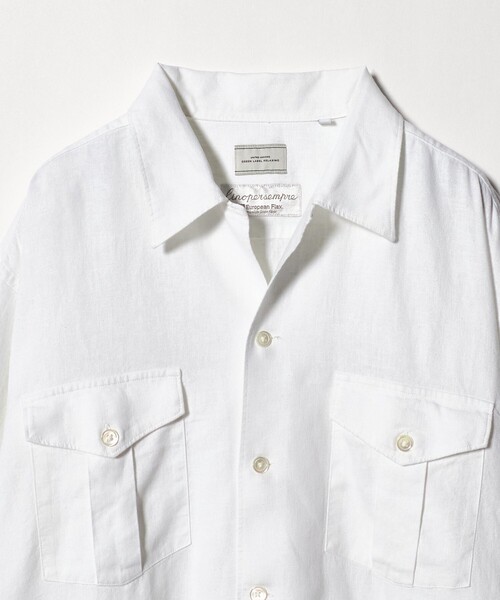 green label relaxing(グリーンレーベルリラクシング)の「レーヨン リネン フラップポケット オープンカラー シャツ(シャツ/ブラウス・メンズ・ダークブラウン/ホワイト/ブラック・XL/L/M/S)」の9枚目の写真