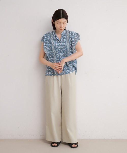NOMBRE IMPAIR（ノンブルアンペール）の「モロッコタイルプリント　フレンチブラウス（シャツ/ブラウス・レディース・カーキ/サックスブルー・FREE）」の21枚目の写真